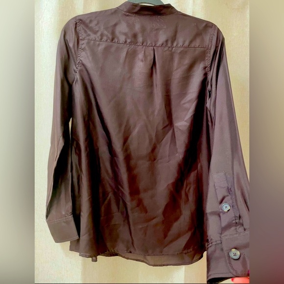 Y2K Brown 100% Silk Blouse Tunic Sz Small New with Tags - Picture 2 of 6